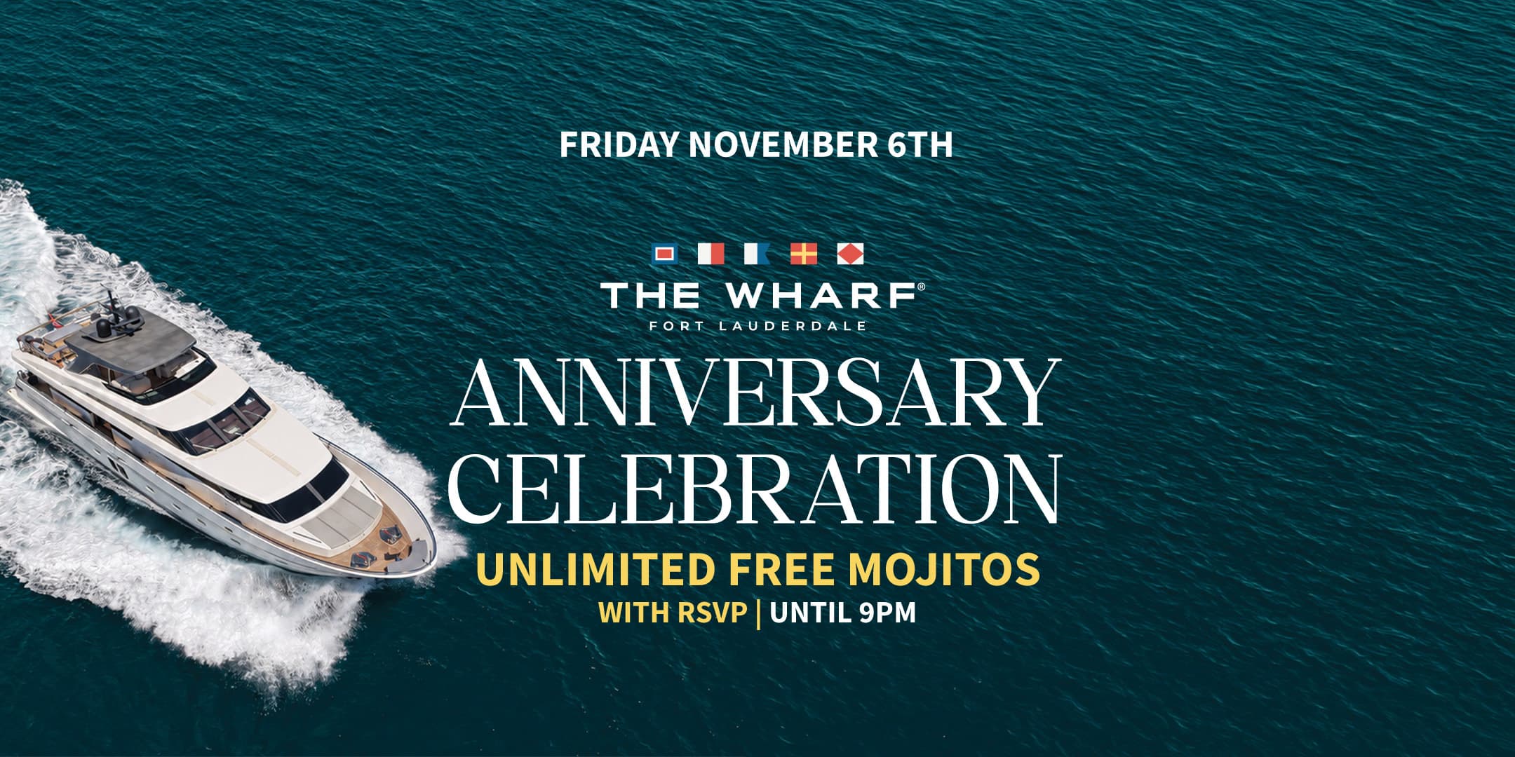 Wharf 7th Year Anniversary Friday event flyer