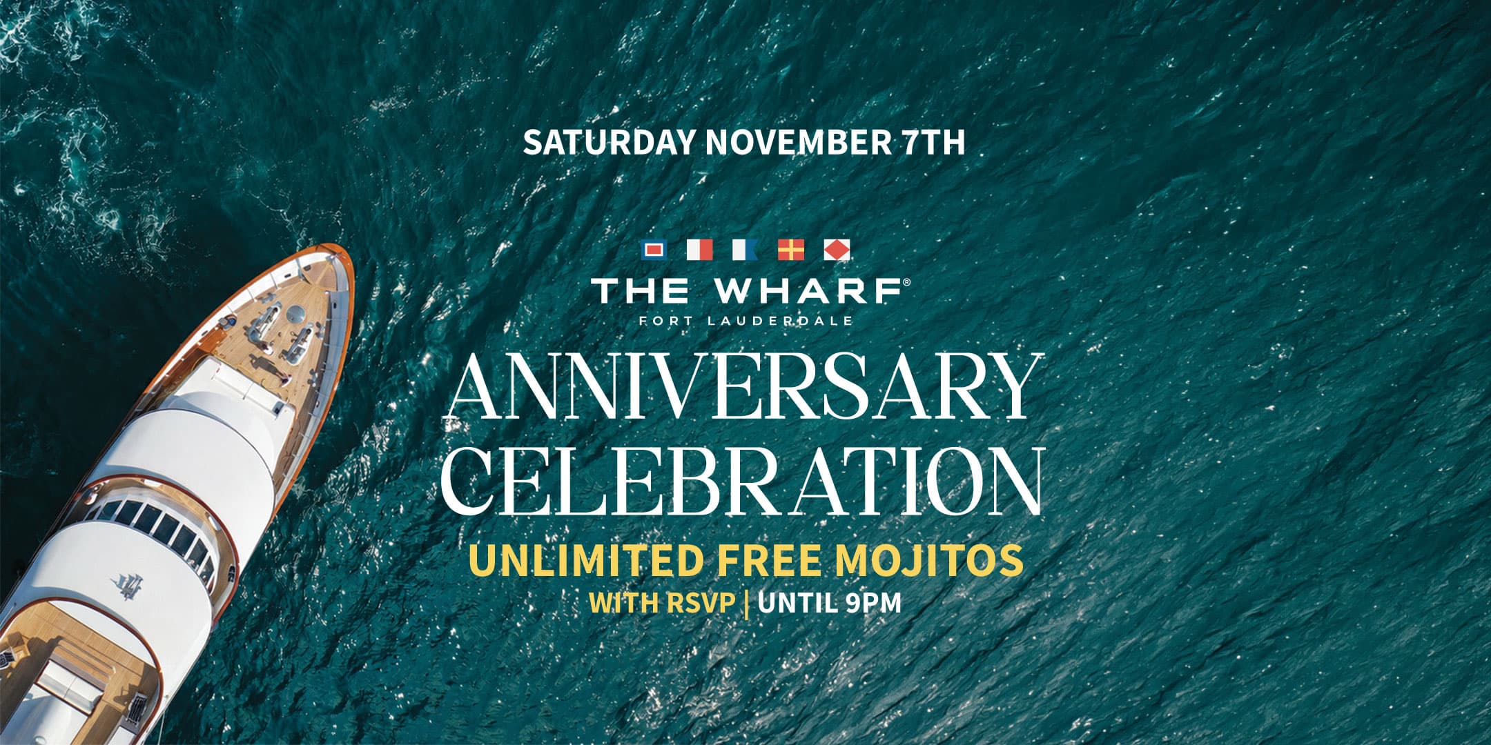 Wharf 7th Year Anniversary Saturday event flyer
